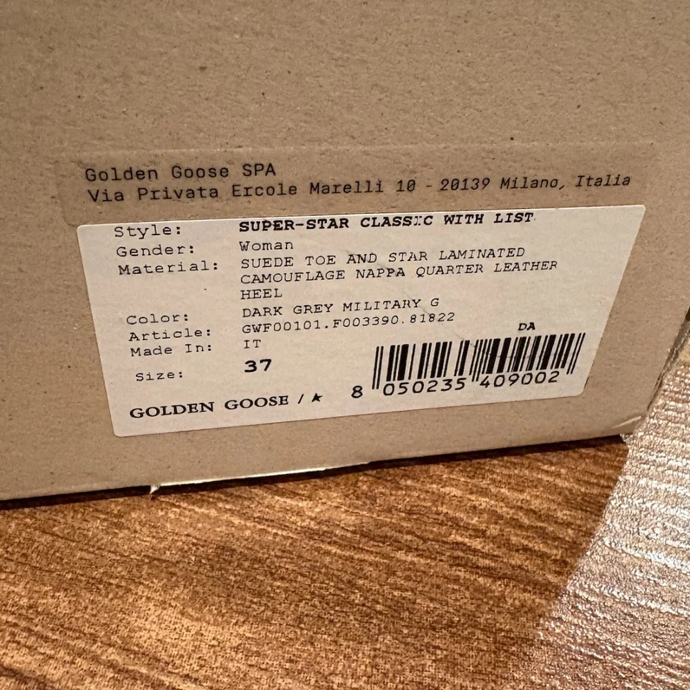 authentic golden goose superstar sneakers dark grey camouflage color size 37 - Picture 9 of 10